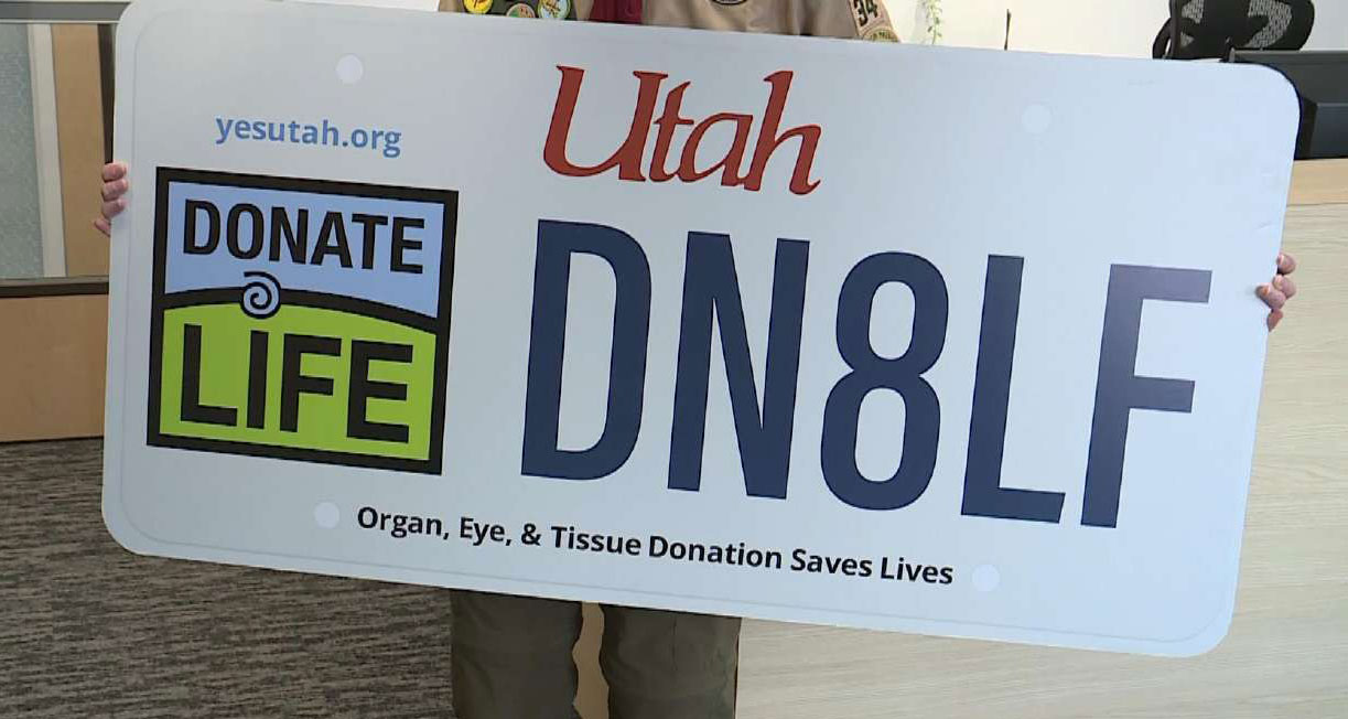 Utah's 'Donate Life' license plate...
