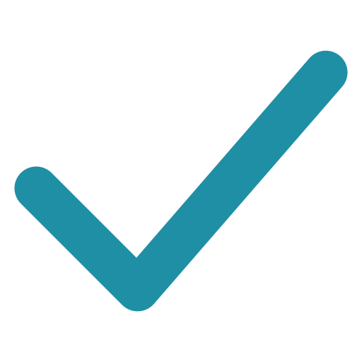 Blue checkmark icon.