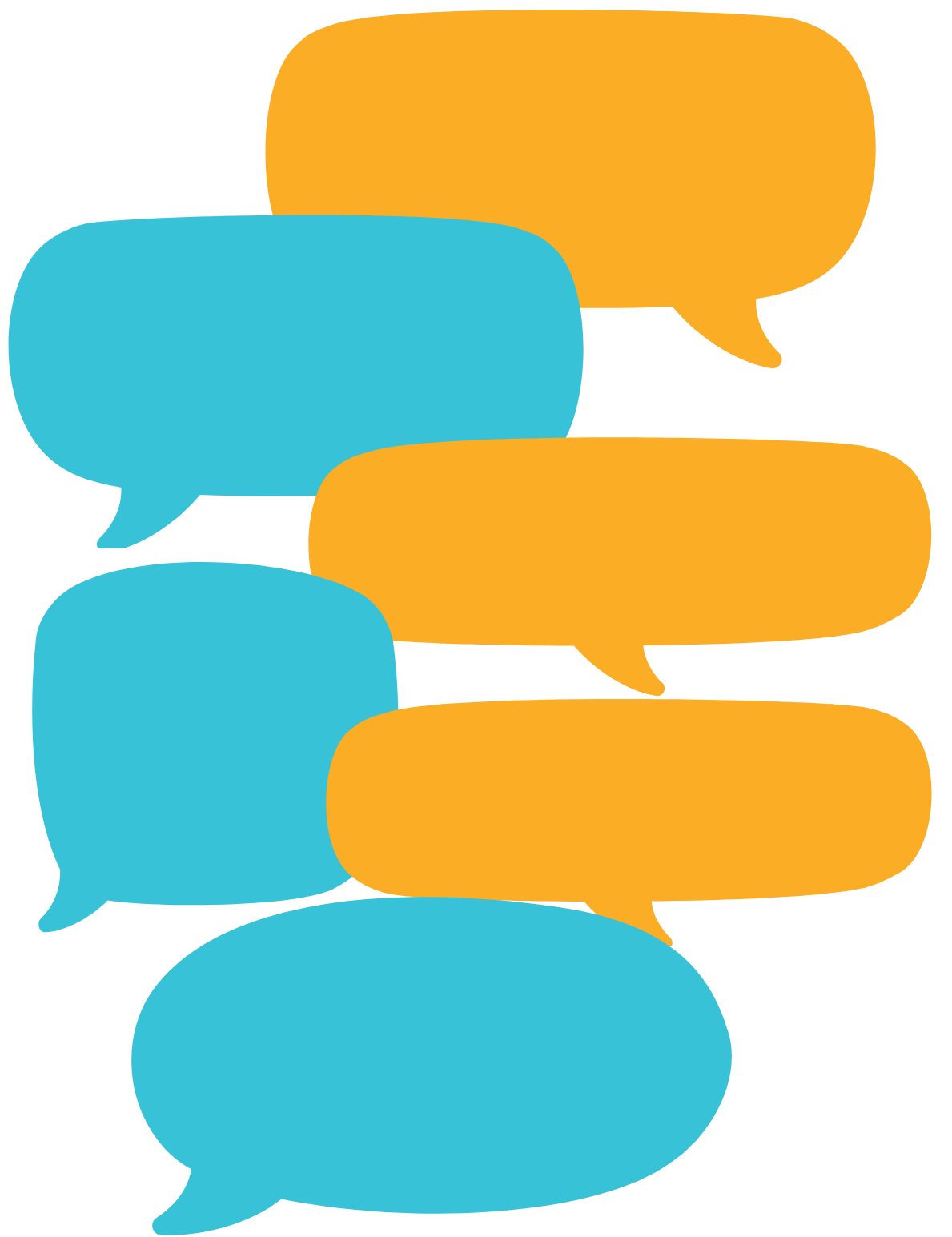 Orange and blue chat bubbles.