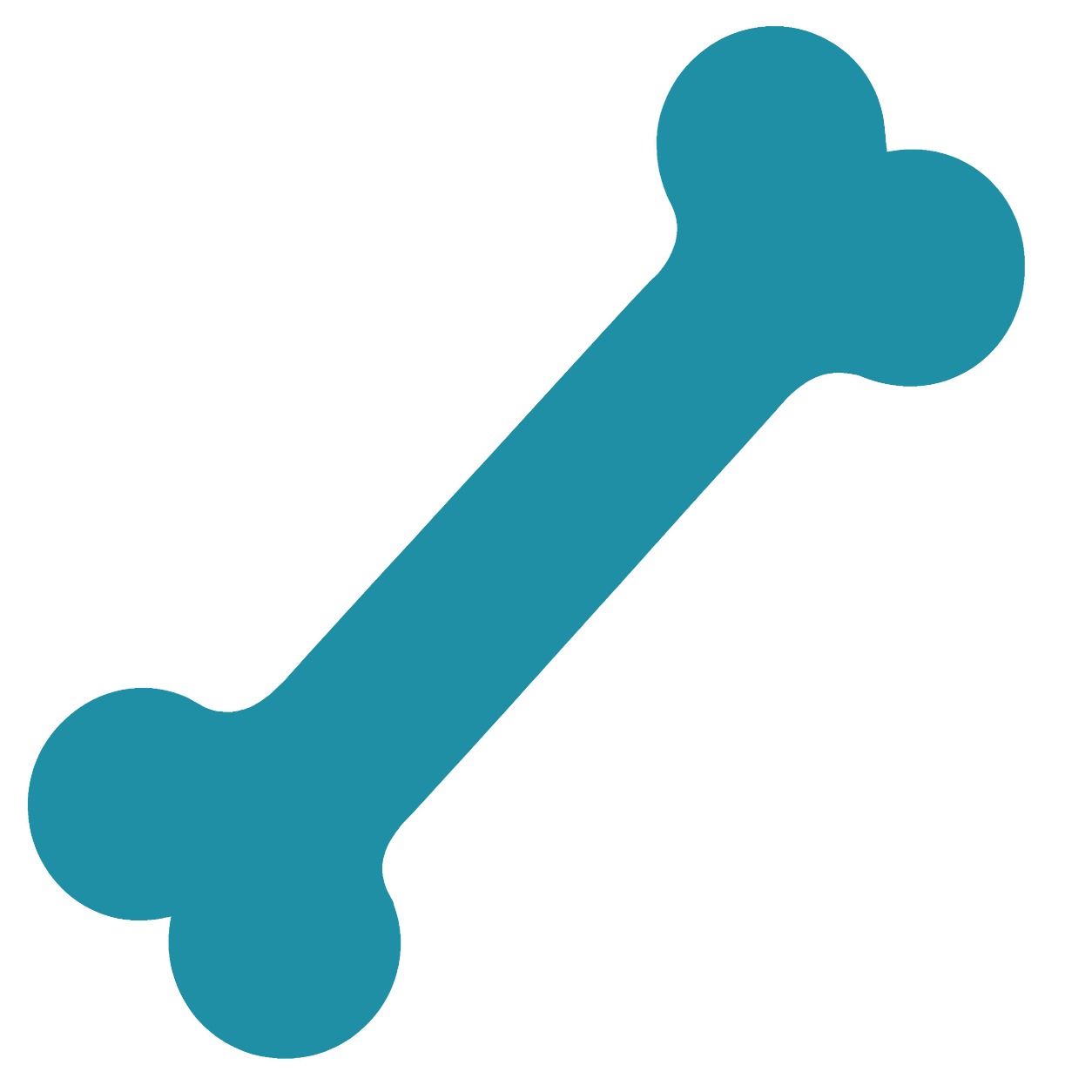 Blue icon of a bone.
